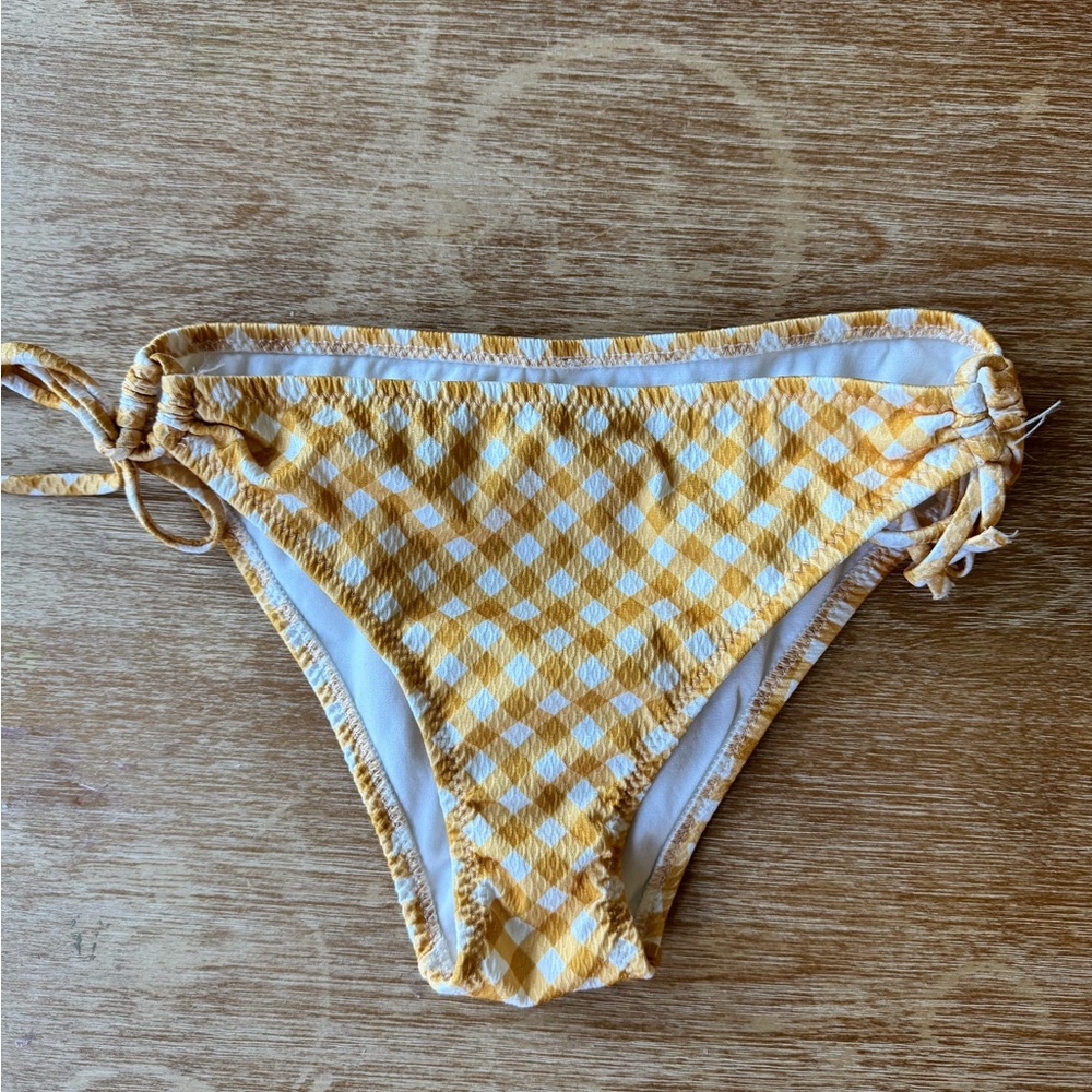 Vintage 80s Girls PENTI Yellow Gingham Bikini Bottom Size 9-10 NWOT